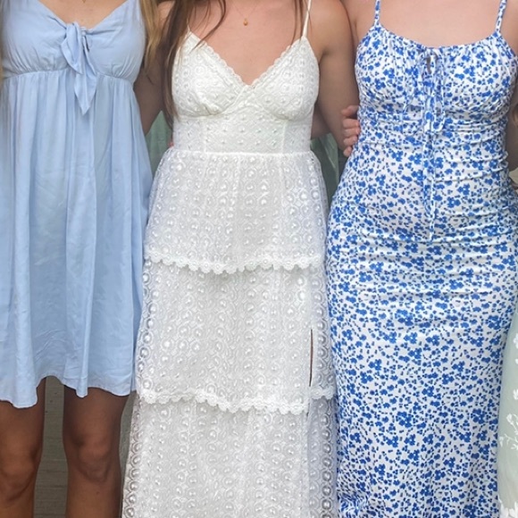 Poetic Poise White Lace Tiered Midi Dress Lulus - Picture 5 of 7